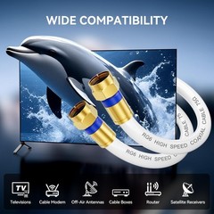 Coaxial Cable 3ft/6ft/10ft/15ft/25ft/50ft/60ft/75ft/100ft, RG6 3FT, White