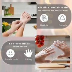 200Pcs Disposable TPE Gloves Food Safe BPA&Latex Free Stretchy for Food Handling