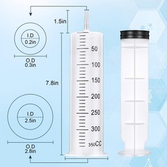 5pcs 350ml Syringe, Extra Large Plastic Syringes for Glue 350 ml, Clear