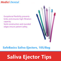 Dental SafeBasics Saliva Ejectors Clear Green w/ Green Tip, Mint Scented, 105/Bg