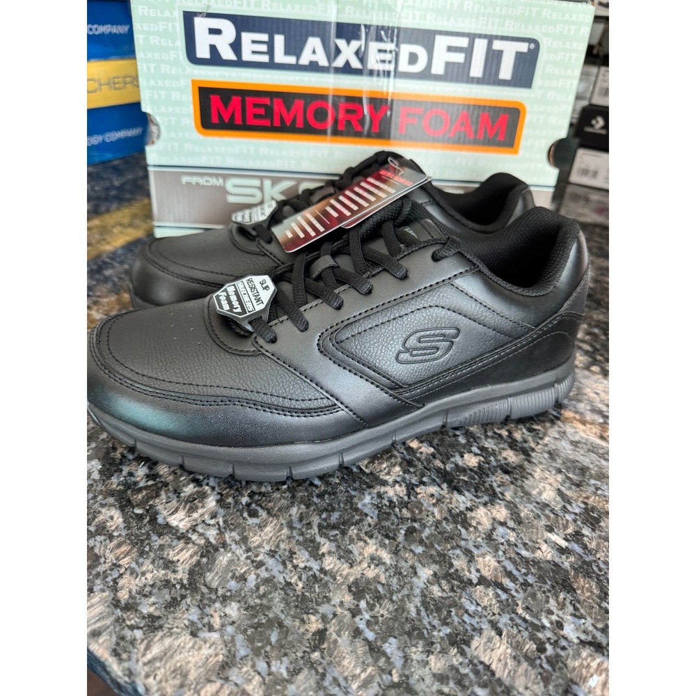 Skechers Work Nampa Relaxed Fit Slip Resistant Memory Foam Shoes BLK Mens 8.5