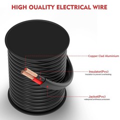 14 AWG 2 Conductor Electrical Wire for 12V/24V DC Automotive LED Strips, 100FT