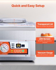 VEVOR Chamber Vacuum Sealer Commercial Vacuum Sealing Bag Packing Machine 260W
