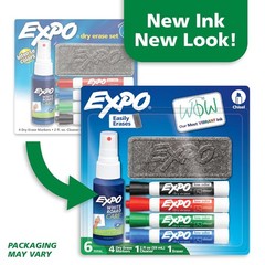 Low Odor Dry Erase Marker Set, 6 Colors with Eraser and Cleaner for Whiteboards