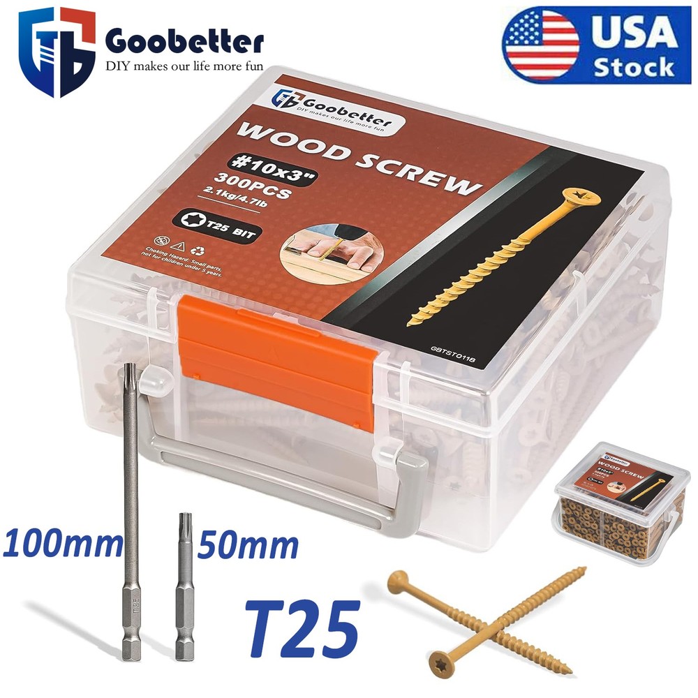 #10 x 3″ Deck Screws T25 Torx Drive Self Tapping Wood Decking Fencing Screws US