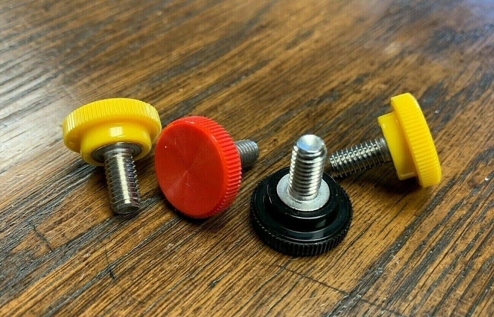 M5 Thumb Screws in Stainless Steel DIN 912 Metric, Knurled Red, Yellow, or Black