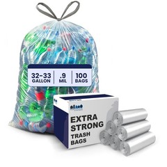 Plasticplace 32-33 Gallon Recycling 0.9 Mil Drawstring Garbage Can 33 X 38 100