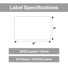 2000 Labels/Stack 4″x6″ Fanfold Thermal Transfer Labels Ribbon Required 30 Cases