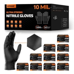 UYKKE 10mil Nitrile Gloves Thick,Industrial Disposable X-Large, Black-1000pcs