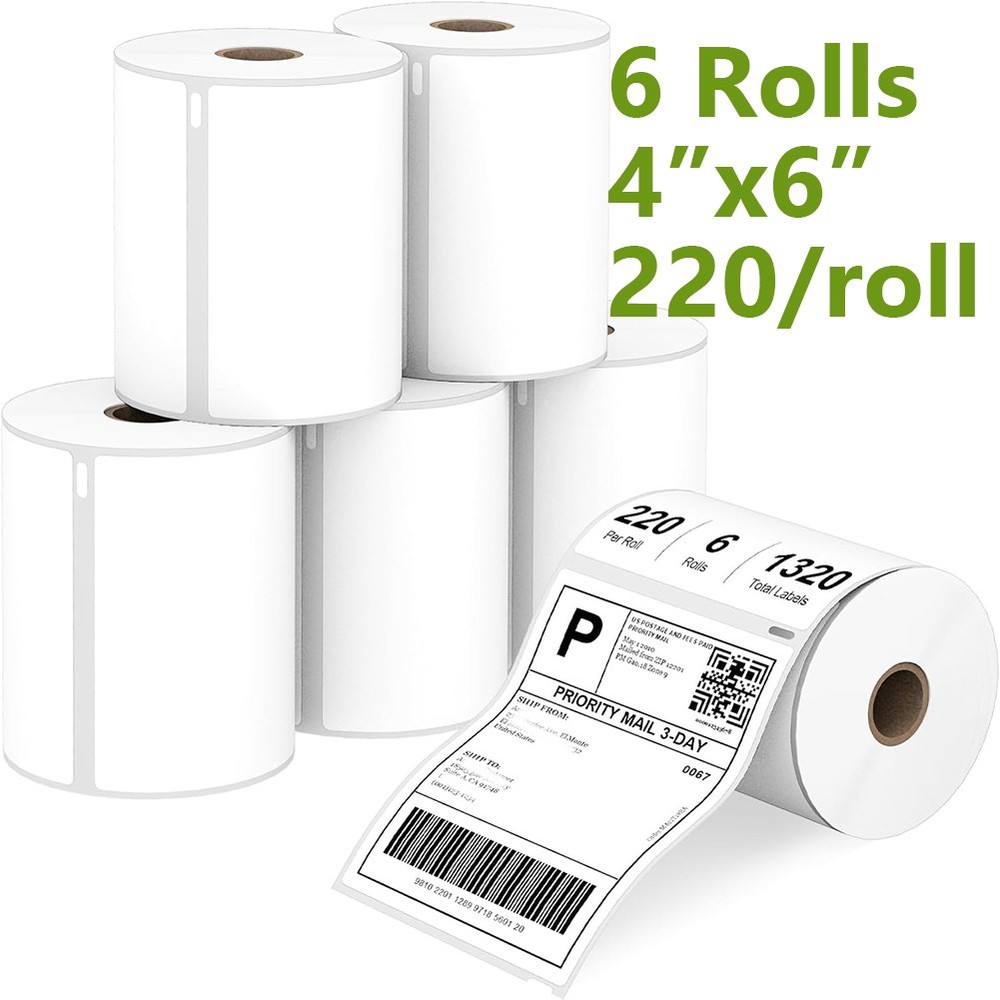 6 Rolls 4″ x 6″ Direct Thermal Shipping Label for DYMO 4XL 1744907 Labels/Roll