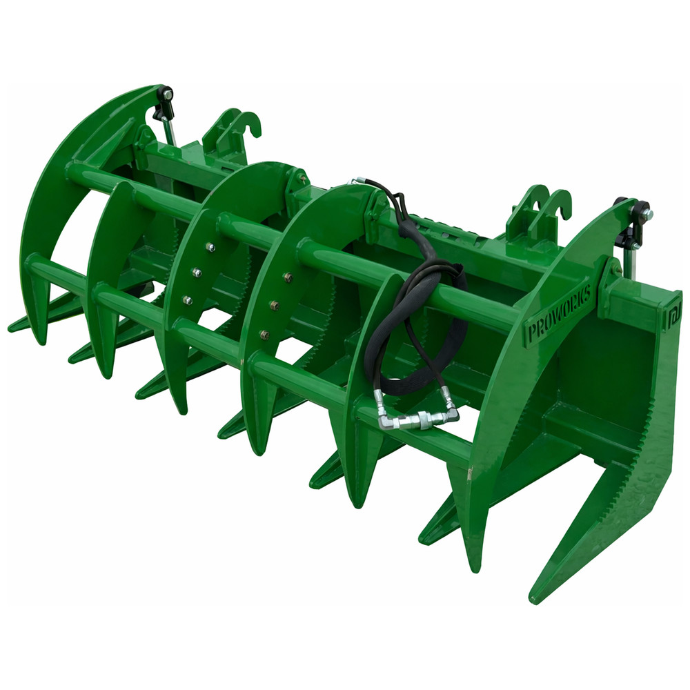 Proworks 72″ Root Rake Clam Grapple Attachment John Deere Compact Tractor Loader