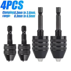 4Pcs 1/4″Hex Shank Keyless Drill Chuck Adapter Bit Quick Change Converter Driver