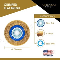 6″ INCH ROUND BRASS WIRE BRUSH WHEEL FOR BENCH GRINDER | RUST/PAINT REMOVAL 1Pc