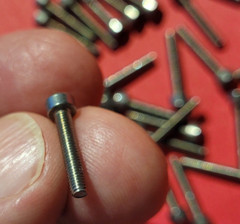 6 thumb screws bolts, metal, hex drive, 2 mm metric, 16-17 mm long