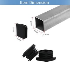 WZB 1 1×1 Square Tube End Cap Plastic Plugs 12 Pack, 1×1 1 Inch Square Tubing