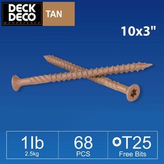 Wood Exterior Deck Screws #10×3 Inch Tan Ruspert Torx Star Flat Head 1 Lb