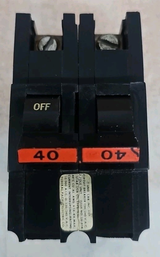 NA240 FEDERAL PACIFIC Circuit Breaker 2 pole 40A SEE PICS