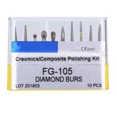 1 Box Dental Diamond FG Burs Drill Kit Creamics/Composite Polishing 10 Pcs/Box