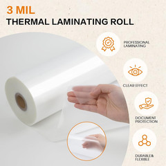 Laminating Film Roll, 25″ X 250′ 3 Mil Thermal Laminating Roll Clear Gloss with