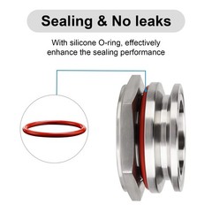 2 PCS 1.5 Inch Tri Clamp Weldless Bulkhead Stainless Steel Compression Fitting