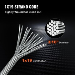 VEVOR T316 500Ft Stainless Steel Cable 3/16″ Cable Railing Wire Rope Cable 1×19