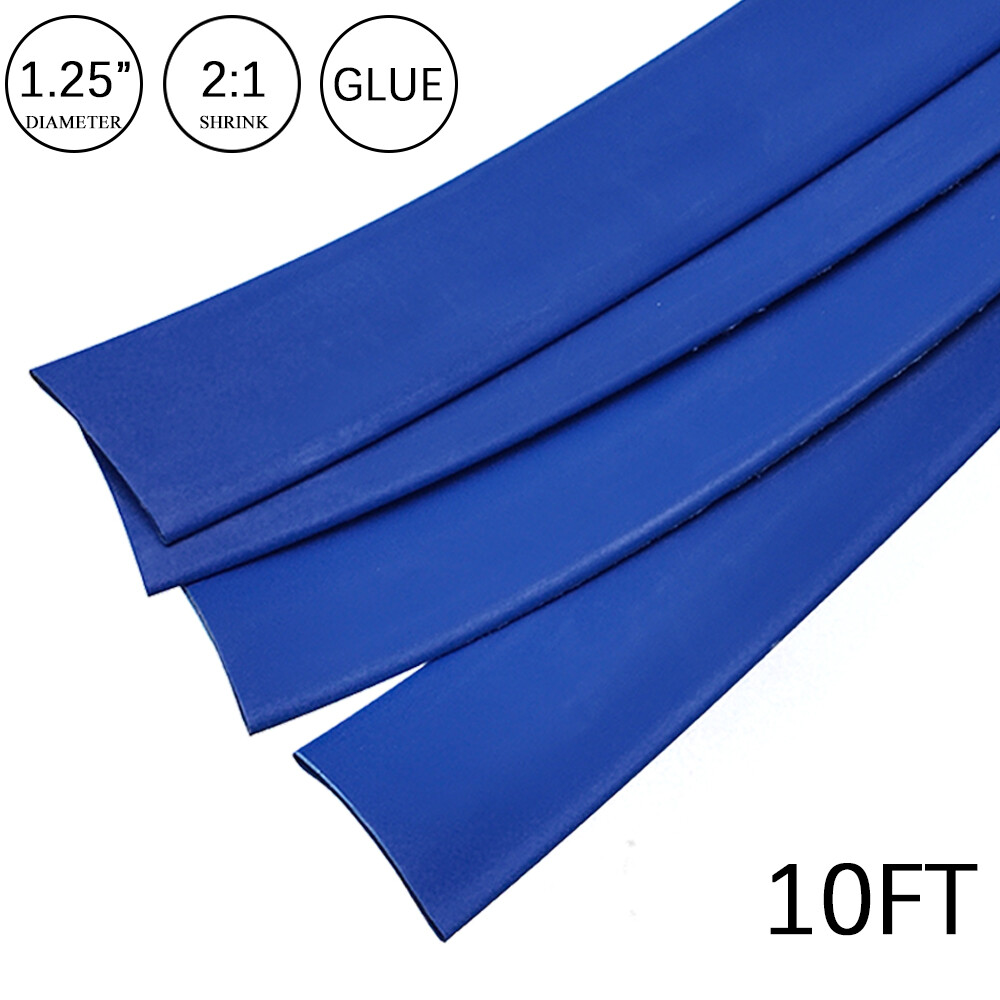 2:1 Heat Shrink Tubing Tube 1.25″ Bule Glue Waterproof Dual Wall Wires Wrap