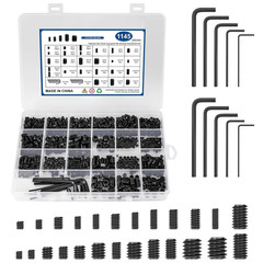 1145PCS 25 Sizes Metric & SAE Set Screw Assortment Kit12.9 Class Alloy Steel In