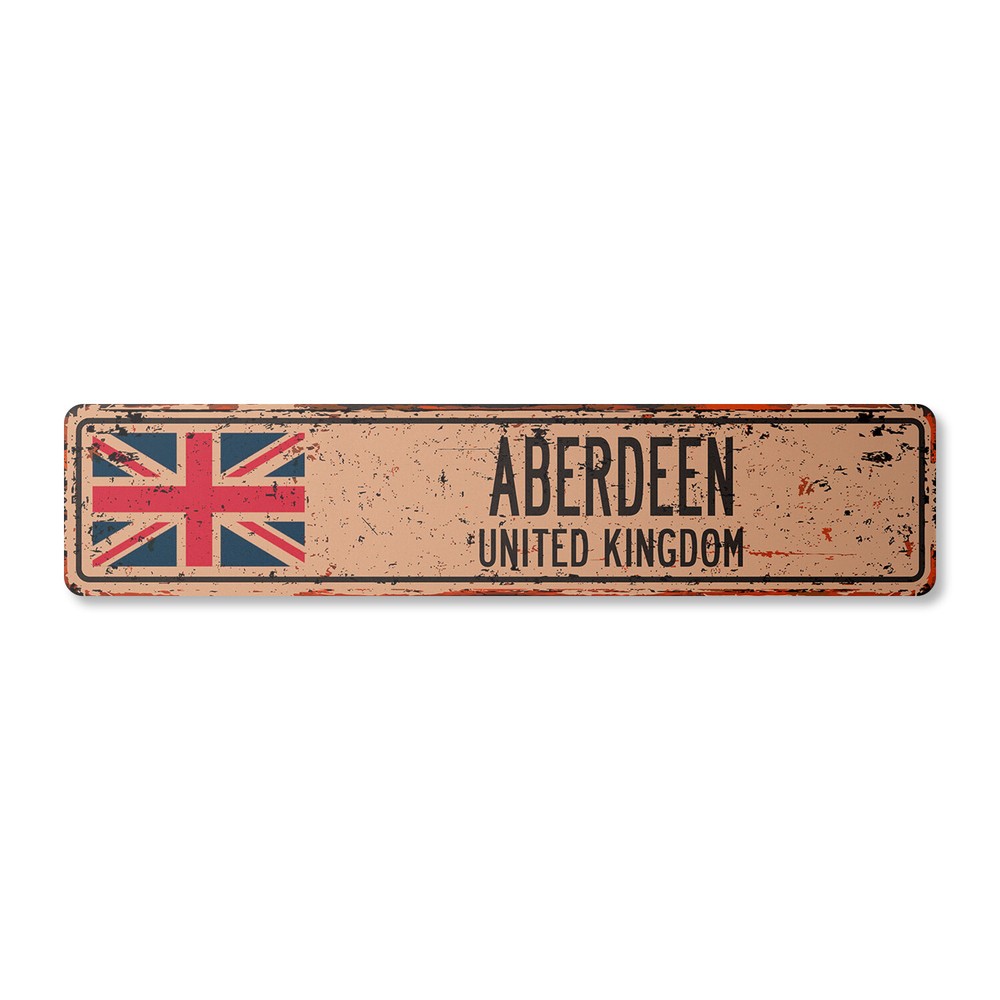 ABERDEEN UNITED KINGDOM Vintage Street Sign British Britons Brits flag country