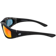 Birdz Oriole SS Padded Motorcycle Riding Glasses A/F Black w/ Red Mirror Lens