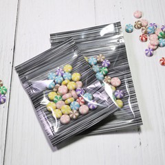 Multi-Sizes Black Glossy Flat Clear Front Foil Reusable Zip Lock Pouch Bag M3