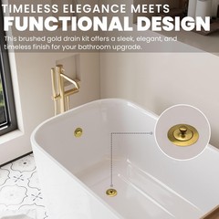 LXLOTUS Brushed Gold Bathtub Drain – Lift and Turn – Gold/Brass