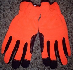 Touch Screen, High Vis Synthetic Leather Mechanics Gloves, Orange Color Size L