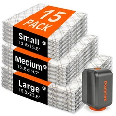 15pcs Vacuum Seal Bags for Clothing Travel, 15 Combo Travel Size, Dark Grey