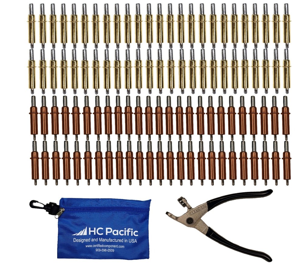 50 Each C1/8 and C3/16 Cleco Fasteners with Cleco Pliers & Pouch…