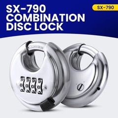 FJM Security SX-790 4-Dial Combination Disc Padlock With Shielded Hardened Steel
