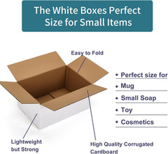 25 Pack Shipping Boxes 8X8X8, White Corrugated Cardboard Mailing Box for Busines