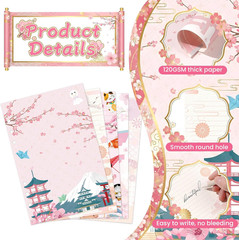 100 Sheets Japanese A5 Planner Inserts – 120GSM Thick Cherry Blossom Refill Pape