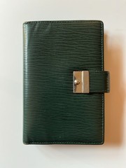 Gold Pfeil Organizer Wallet Notebook Filofax Pocket Size Green Leather/ Krause