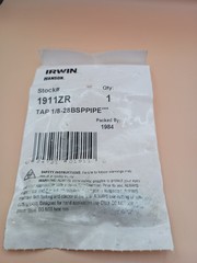 Irwin Tap 1/8″ -28 BSP Pipe, For Tap Die Extraction