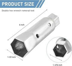 Dual Hex Anode Rod Removal Tool, 1-1/16 in x 1-1/2 in x 6 in Water Heater Elemen