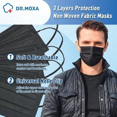 100 Pack Medical Grade Black Disposable Face Masks, ASTM Level 2, Protective …