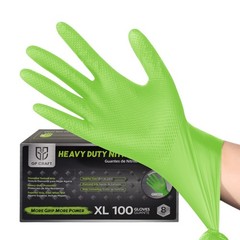 Heavy Duty Green Industrial Nitrile Gloves with Raised Diamond Texture, 8-mil