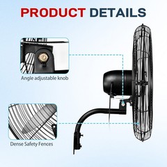 Zokop 2PCS 26” Industrial Wall Mount Fan Metal Fan 4 Speed Ventilation Shop Fan