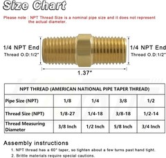 Solid Brass 1/4 NPT Hex Nipples – Pack of 4 Efficient Plumbing Connectors