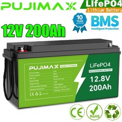 NEW 12V 200Ah 2560Wh LiFePO4 Lithium Battery Built-in BMS for Solar RV Off-Grid