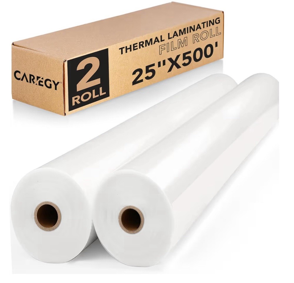 Thermal Laminating Film Roll 2 Pack1.5 Mil 1 Inch Core Laminate Rolls,25″ x 500’