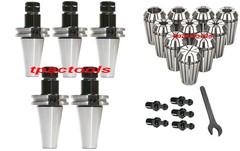 5PC CAT40 ER16 PRECISION COLLET CHUCK G2.5 AND 10PC ER16 COLLETS MAZAK STUD