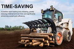 72” Root Rake Clam Grapple Attachment Bobcat Skid Steer Tractor Quick Attach