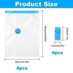 4-Pack Vacuum Compression Space Saving Storage Bags – 0.073 liters, Neutral