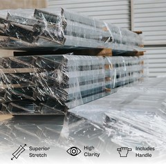 18 Rls (45 Ga) 3″x1000′ Clear Cast Stretch Wrap Shrink Film + One Plastic Handle